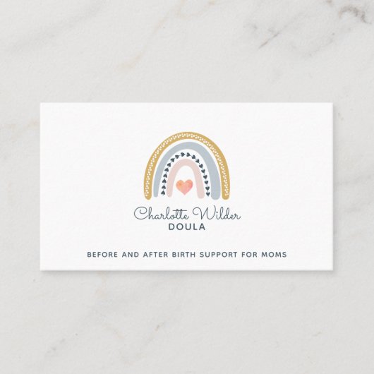 Doula Birth Coach Waterverf Rainbow Visitekaartje (Voorkant)
