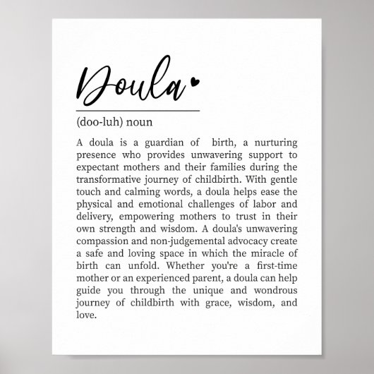 Doula Definition, Doula Gift, Cadeau voor Doula Poster (Voorkant)