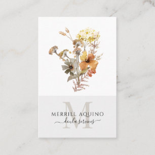 Doula Diensten Monogram Waterverf Floral Visitekaartje