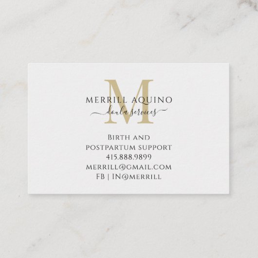 Doula Diensten Monogram Waterverf Wildbloemen Visitekaartje (Achterkant)