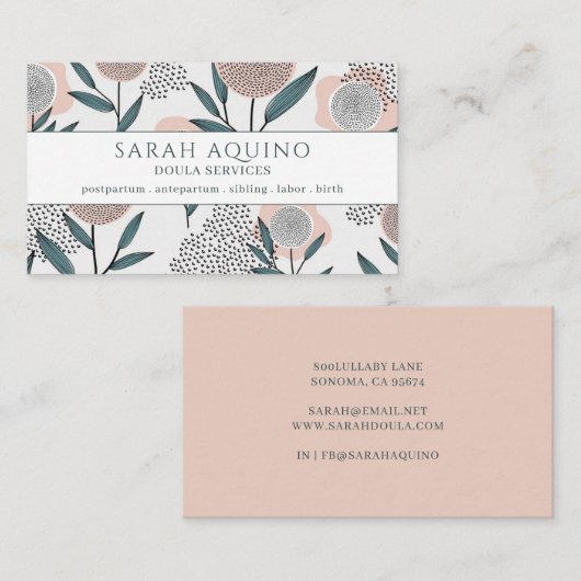 Doula Floral Pattern Visitekaartje (Voorkant / Achterkant)