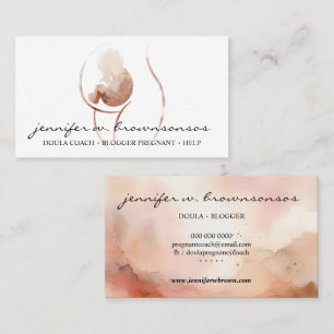 Doula Geboorte Aquarel Zwangere Baby Pasgeborene Visitekaartje
