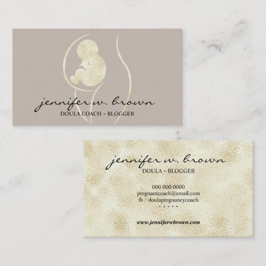 Doula Geboorte Coach Zwanger Goud Baby Pasgeboren Visitekaartje (Voorkant / Achterkant)