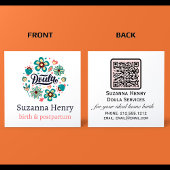 Doula Geboorte Postpartum Roze Bloemen Logo Vierkante Visitekaartje