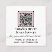 Doula Geboorte Postpartum Roze Bloemen Logo Vierkante Visitekaartje (Achterkant)
