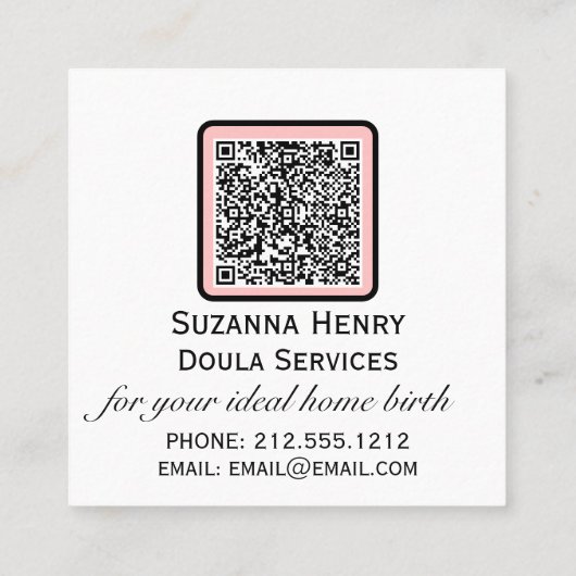 Doula Geboorte Postpartum Roze Bloemen Logo Vierkante Visitekaartje (Achterkant)