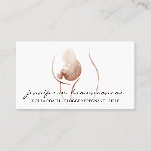 Doula Geboorte Waterverf Zwangere Baby Pasgeborene Visitekaartje (Voorkant)