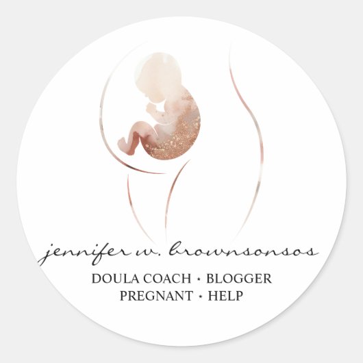Doula Geboorte Waterverf Zwangerschap Help Baby Pa Ronde Sticker (Voorkant)