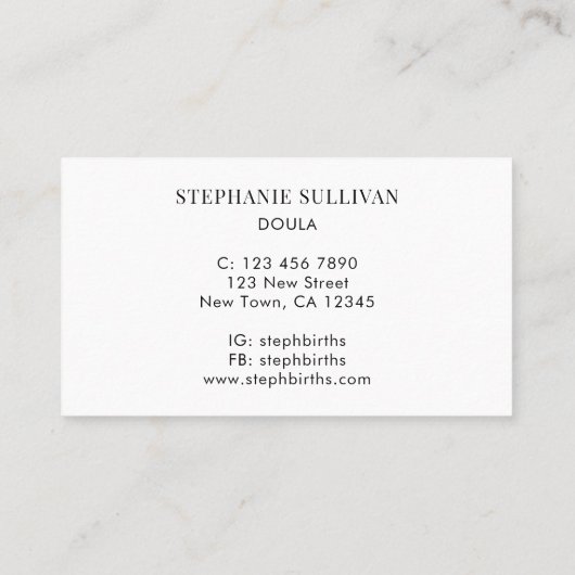 Doula Geboortecoach Floral Visitekaartje (Achterkant)