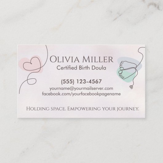 Doula - Geboortecoach - Verloskundige - Line Art Visitekaartje (Achterkant)