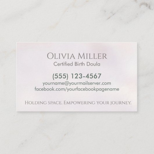 Doula - Geboortecoach - Verloskundige - Rooted Oak Visitekaartje (Achterkant)