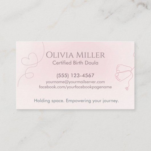 Doula - Geboortecoach - Verloskundige - Waterverf  Visitekaartje (Achterkant)
