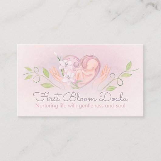 Doula - Geboortecoach - Verloskundige - Waterverf Visitekaartje (Voorkant)