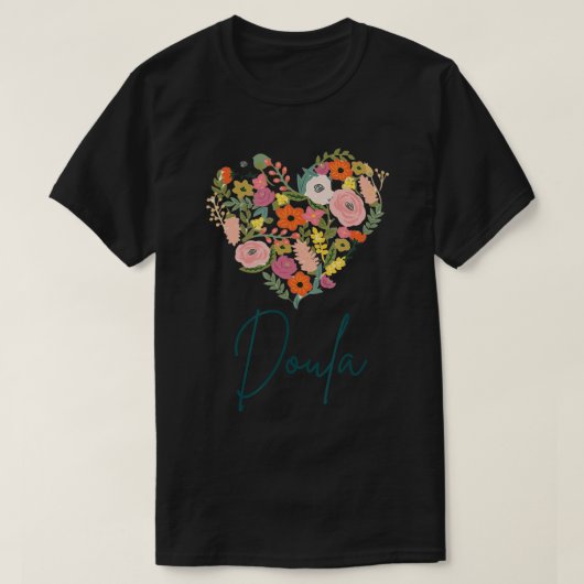 Doula Job Pride Best Doula Moederdag Floral Hea T-shirt (Design voorkant)