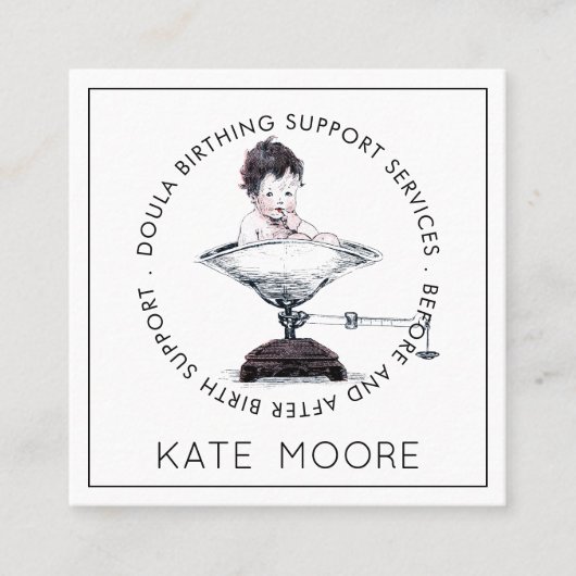 Doula Mid Wife Geboortezorg Vierkante Visitekaartje (Voorkant)