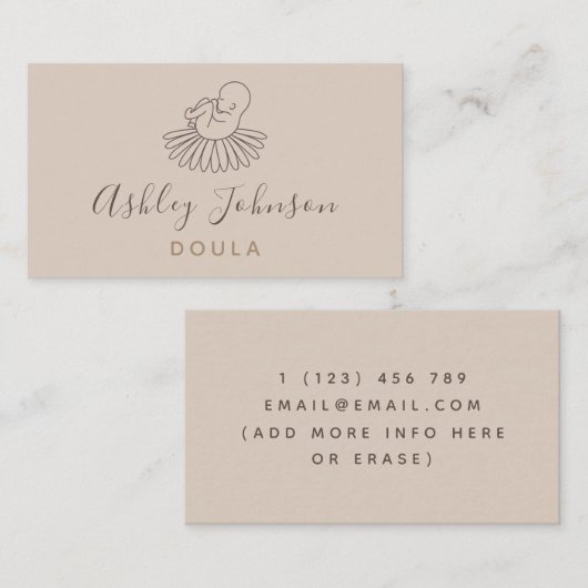 Doula Midechtgenote Birth Coach Elegant Boho Flora Visitekaartje (Voorkant / Achterkant)