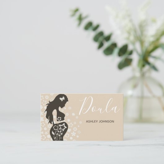 Doula Midechtgenote Birth Coach Floral Women Silho Visitekaartje (Staand voorkant)