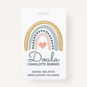 Doula Midechtgenote Birth Coach Waterverf Rainbow  Badge (Voorkant)