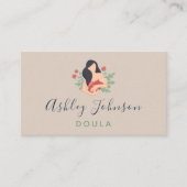 Doula Midechtgenote Birthing Coach Elegant Leafy P Visitekaartje (Voorkant)