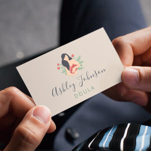 Doula Midechtgenote Birthing Coach Elegant Leafy P Visitekaartje