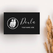 Doula Midechtgenote Elegant Calligraphy Black & Wh Visitekaartje