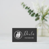 Doula Midechtgenote Elegant Calligraphy Black & Wh Visitekaartje (Staand voorkant)