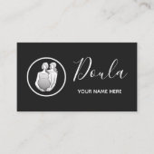 Doula Midechtgenote Elegant Calligraphy Black & Wh Visitekaartje (Voorkant)