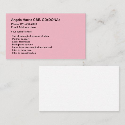 Doula Midechtservices Visitekaartje (Voorkant / Achterkant)
