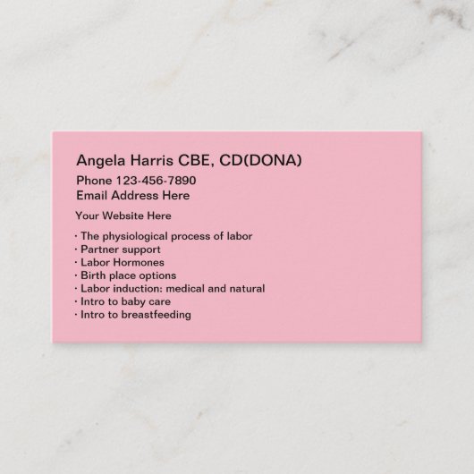 Doula Midechtservices Visitekaartje (Voorkant)