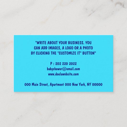 Doula New Baby Sleeping op de cloud Visitekaartje (Achterkant)