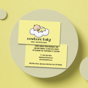 Doula Nieuwe Baby Slaap op Wolk geel Visitekaartje