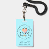 Doula of vroedvrouw hart met vleugels naam badge (Voorzijde met lanyard)