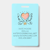 Doula of vroedvrouw hart met vleugels naam badge (Achterkant)