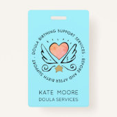 Doula of vroedvrouw hart met vleugels naam badge (Voorkant)