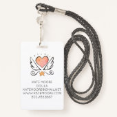 Doula of vroedvrouw hart met vleugels naam wit badge (Achterkant met draagriem)