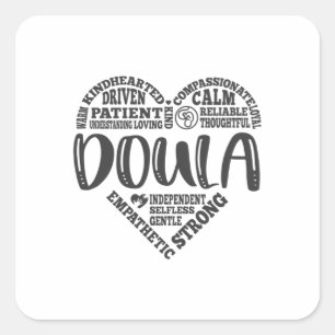 Doula, ondersteuning van de zwangerschap, bevallin vierkante sticker