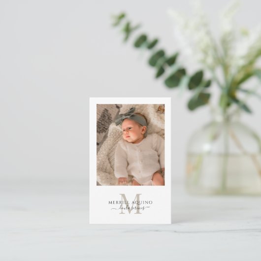 Doula Services Baby Foto Monogram Visitekaartje (Staand voorkant)