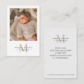 Doula Services Baby Foto Monogram Visitekaartje (Voorkant / Achterkant)