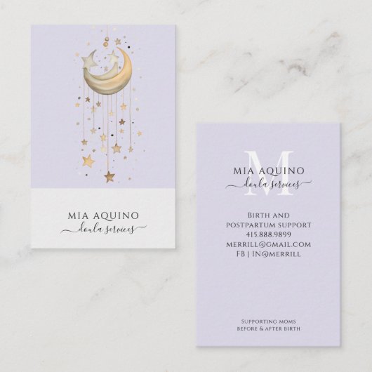 Doula Services Moon en Stars Visitekaartje (Voorkant / Achterkant)