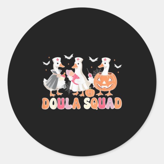 Doula Squad Goose Spooky Halloween lactatie Consu Ronde Sticker (Voorkant)