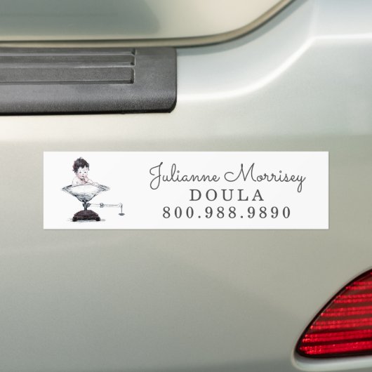 Doula Verloskundige Baby op schaal Bedrijf Bumpersticker (Op auto)