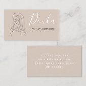 Doula vroedvrouw Geboortecoach Boho Neutral Pastel Visitekaartje (Voorkant / Achterkant)