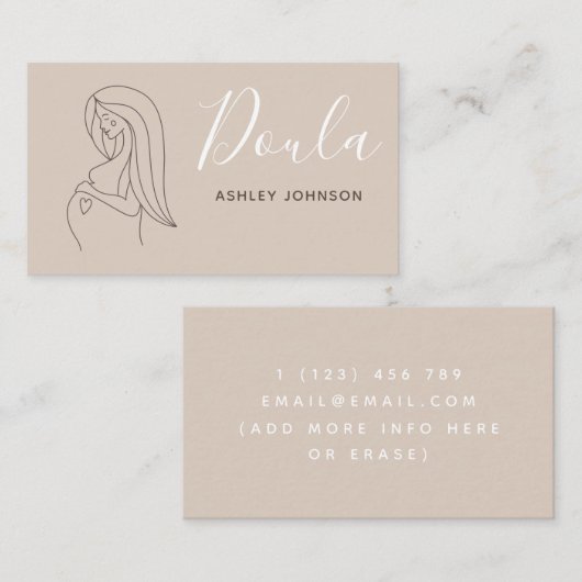 Doula vroedvrouw Geboortecoach Boho Neutral Pastel Visitekaartje (Voorkant / Achterkant)