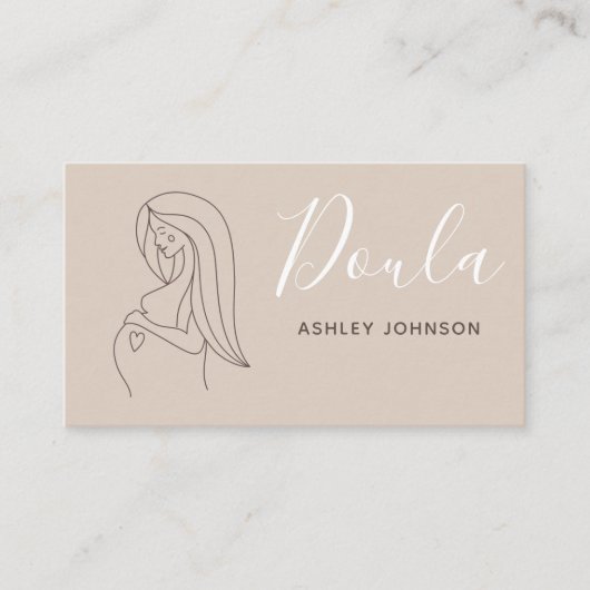 Doula vroedvrouw Geboortecoach Boho Neutral Pastel Visitekaartje (Voorkant)
