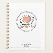 Doula vroedvrouw grillig roze hart en vleugels wit planner (Voorkant)