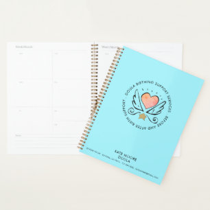 Doula vroedvrouw 'Whimsical Heart & Wings Turquois Planner