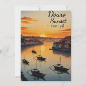 Douro Sunset Portugal Travel Art Invitation – Port Kaart (Voorkant)