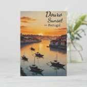 Douro Sunset Portugal Travel Art Invitation – Port Kaart (Staand voorkant)