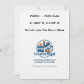 Douro Sunset Portugal Travel Art Invitation – Port Kaart (Achterkant)