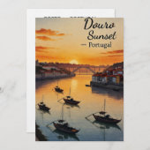 Douro Sunset Portugal Travel Art Invitation – Port Kaart (Voorkant / Achterkant)